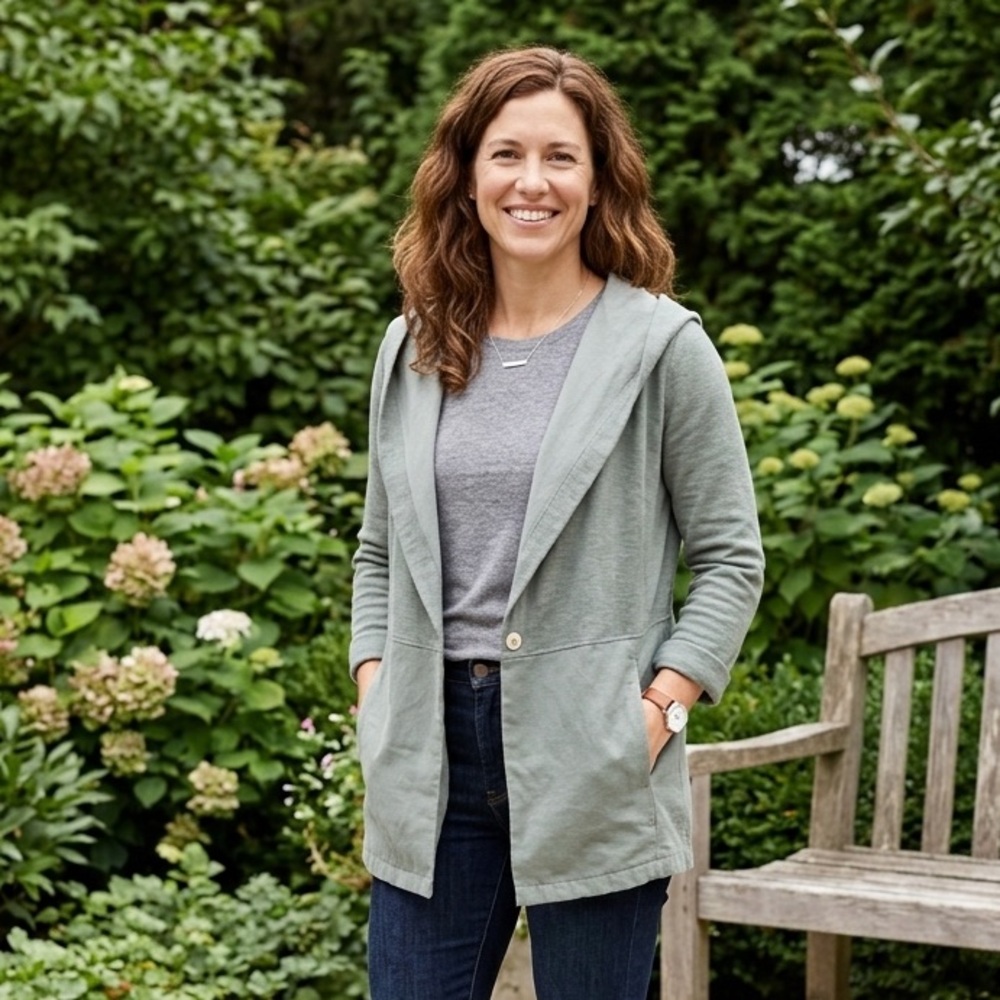 Cut Loose Sz S Cotton Linen Sage Green Lagenlook Light Spring Hooded Jacket